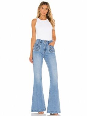 Sam Edelman Bay Flare Trouser Jeans Size 26 High-Rise Light Blue